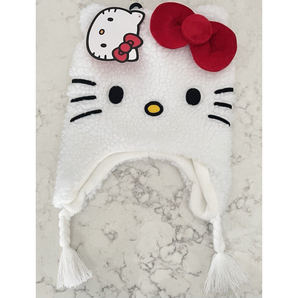 Hello Kitty Beanie Sherpa Trapper Hat Adult Unisex Soft Winter Beanie  Cute NWT